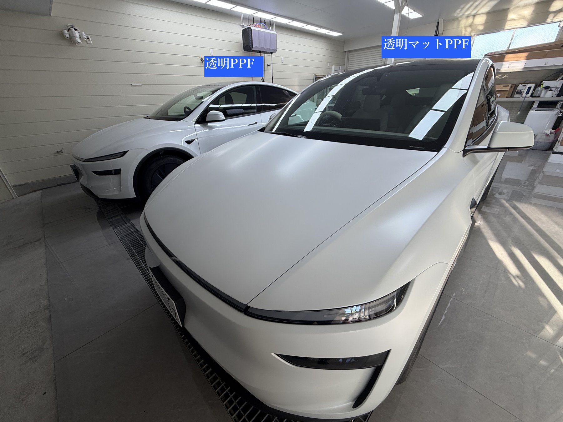 大阪 Tesla Model Y パールホワイト EISUI透明マットPPF施工後