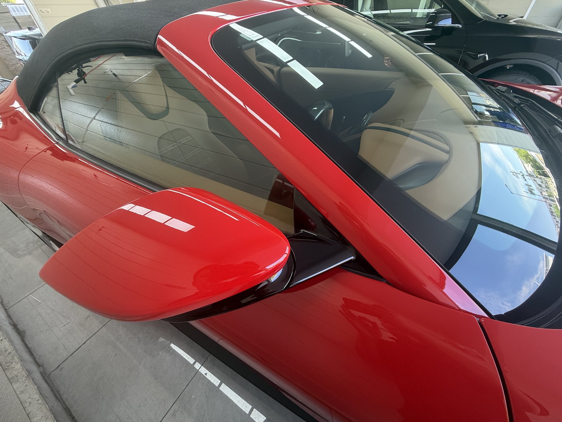 Ferrari Roma Spider upper mirror finished clear PPF