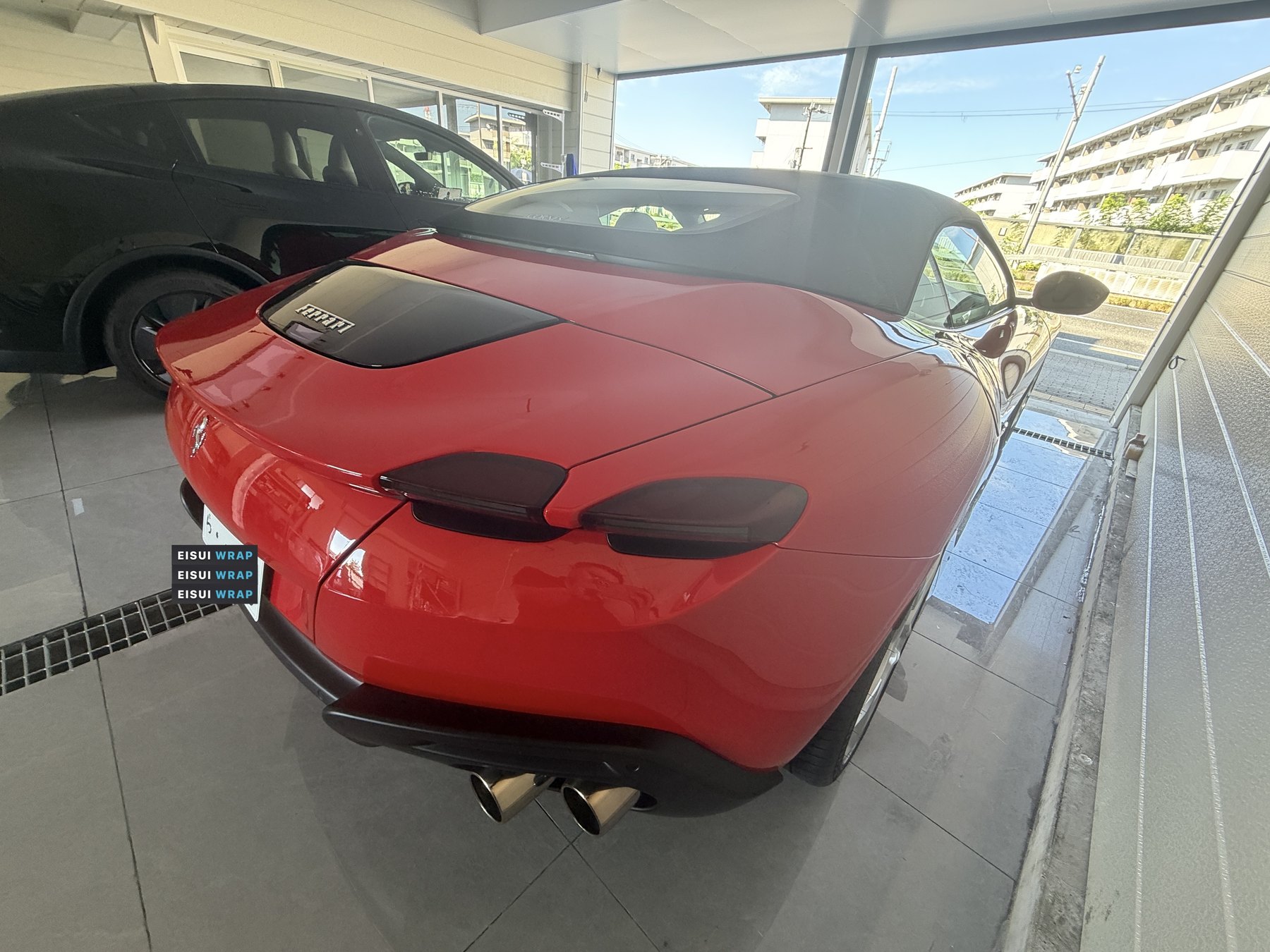 Ferrari Roma Spider completed clear PPF rear quarter Osaka