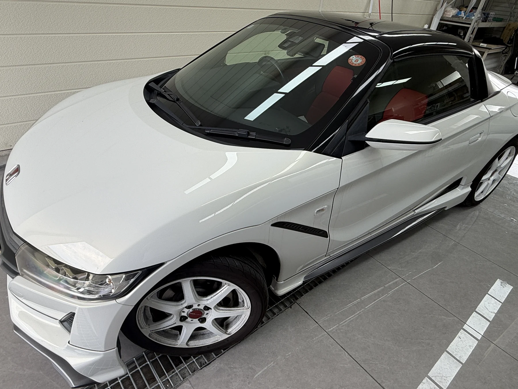 ホンダ S660 ミラーカバー黒化施工前 サイド