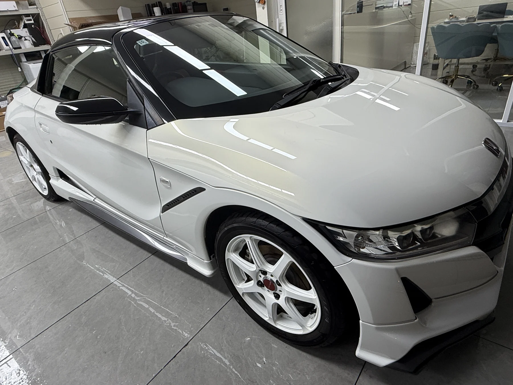 大阪市住之江区 EISUI WRAP ホンダ S660 EISUI透明PPF フロントセット ルーフPPF ミラーカバー3M 2080-HG12施工後