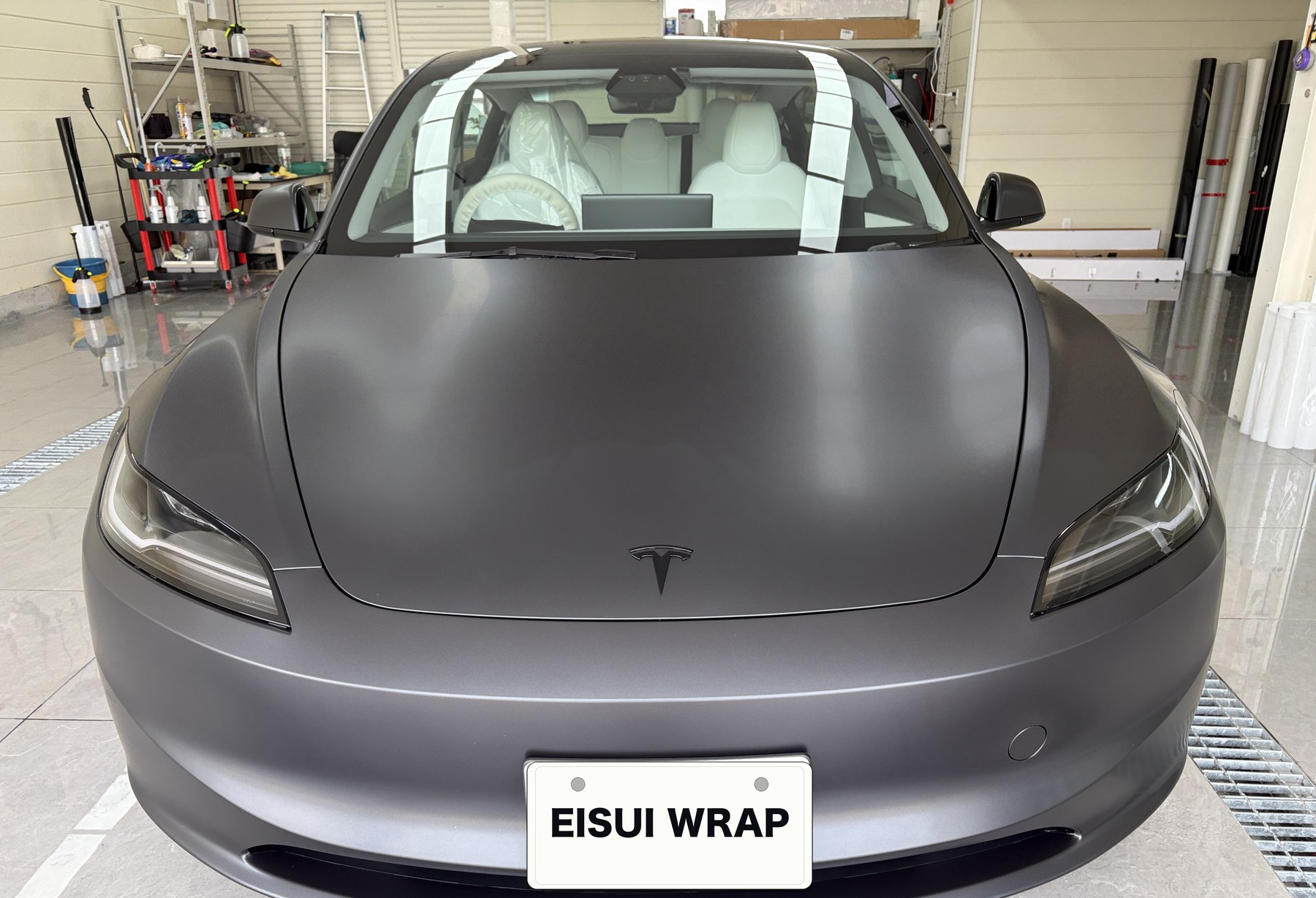 テスラ Model 3 サテン透明PPF施工後 正面