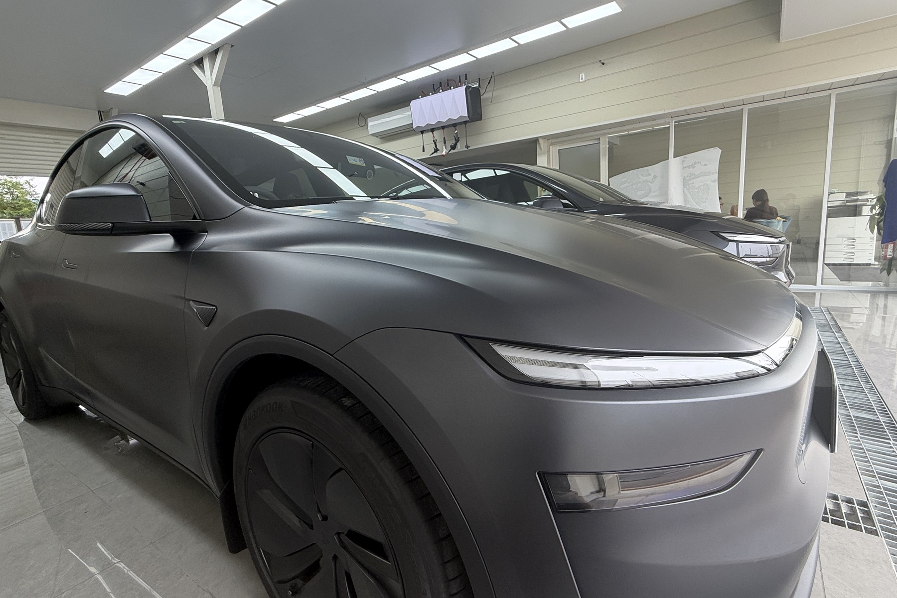 Tesla Model Y transparent matte PPF front detail