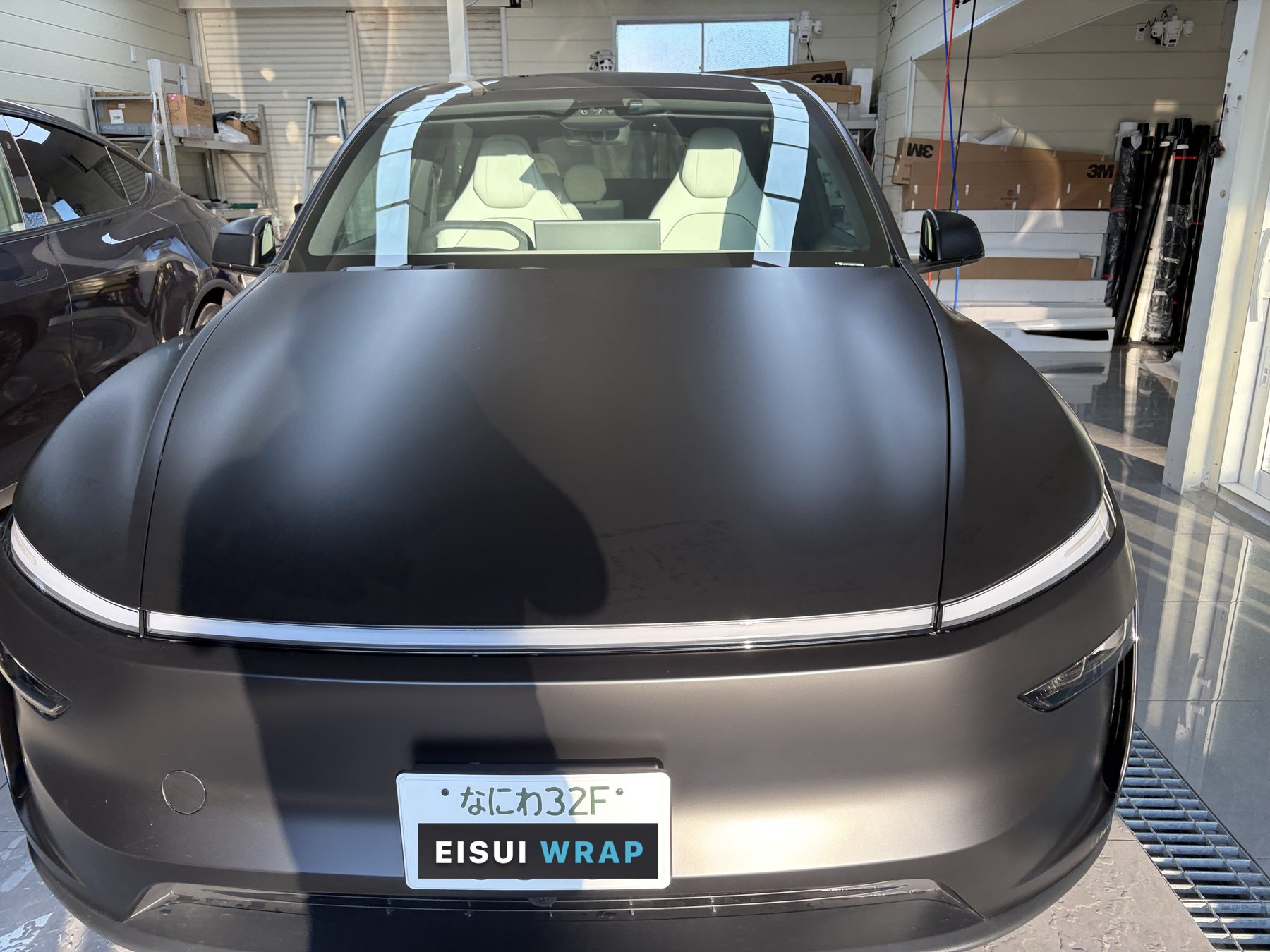 大阪 Tesla Model Y L 透明マットPPF施工後 フロント