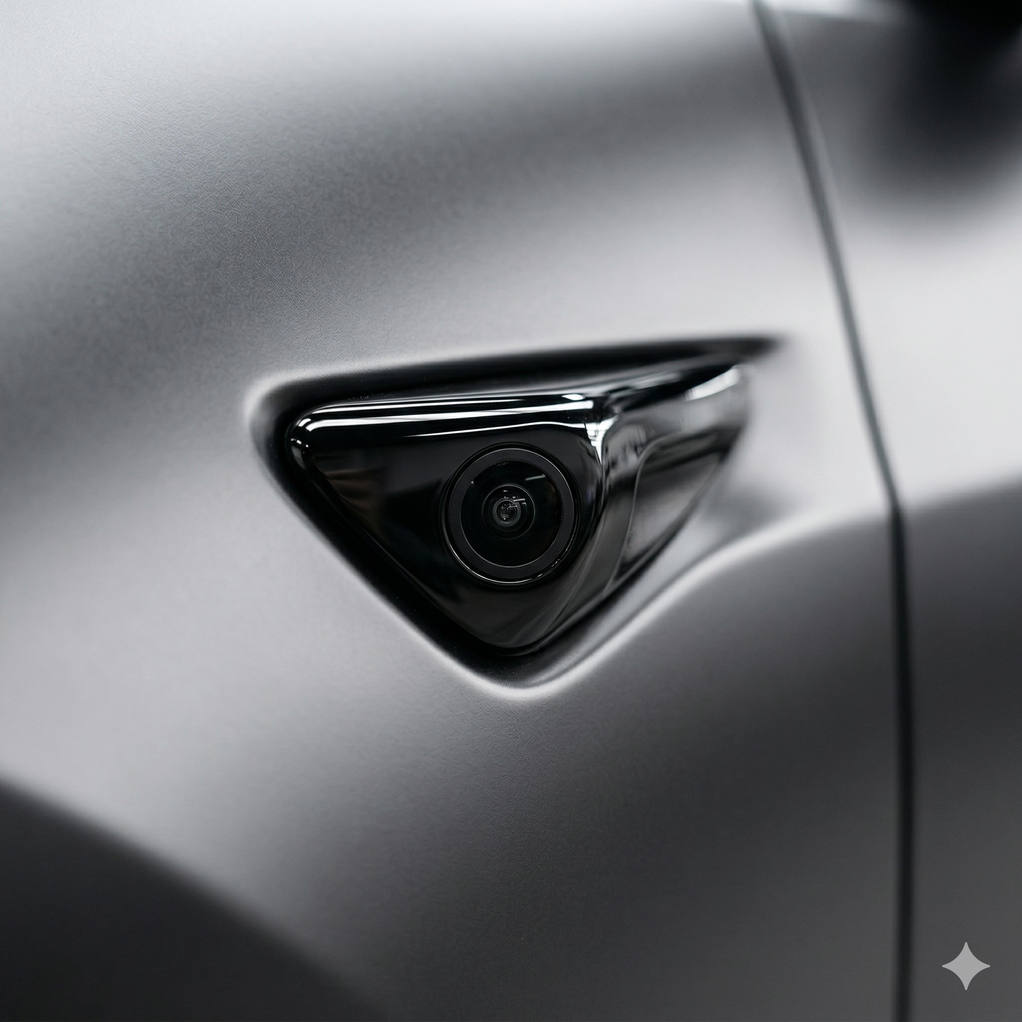 テスラのカメラ・センサー周りの精密なカーラッピング施工